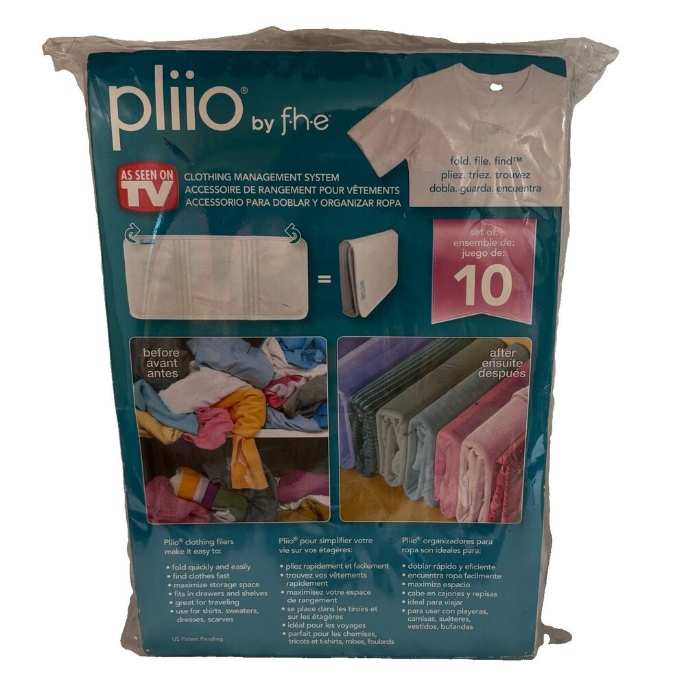 Pliio by F.H.E. Clothing Management System 10 Piece Set Fold Travel Storage NEW